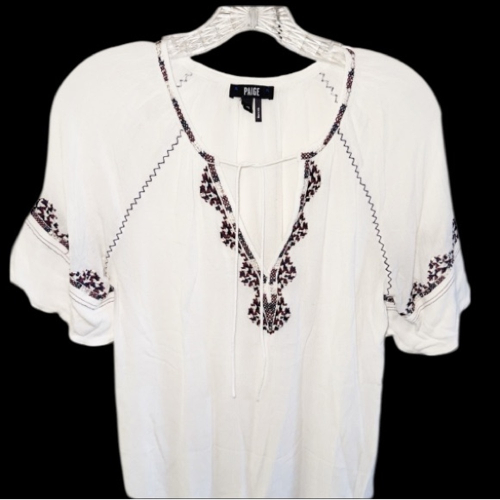 Paige White Embroidered Women's Peasant Top Boho Cottagecore Sz XS Feminine - Picture 5 of 14